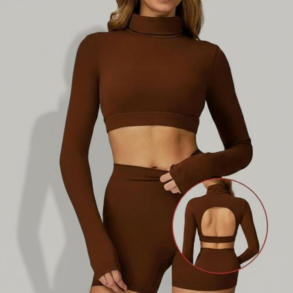 T-shirt Yoga à Manches Longues et Dos Découpé