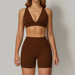 Bra + Shorts - Caramel Brown