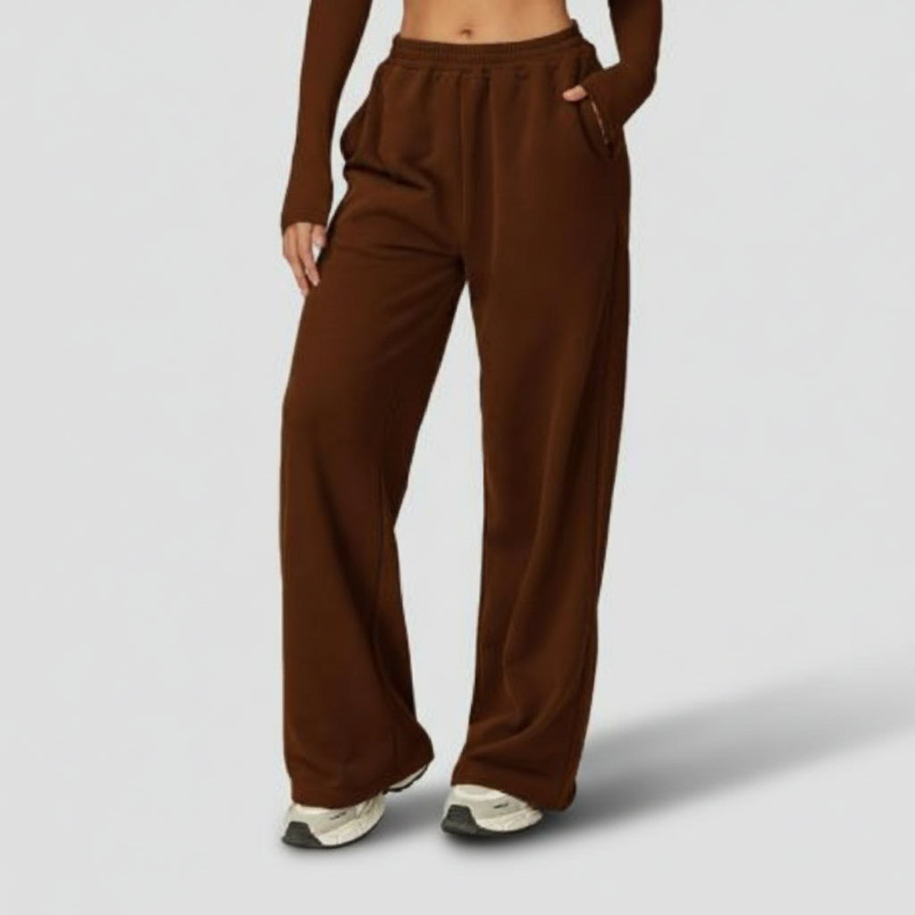 Pantalon Sport Taille Haute à Jambe Large