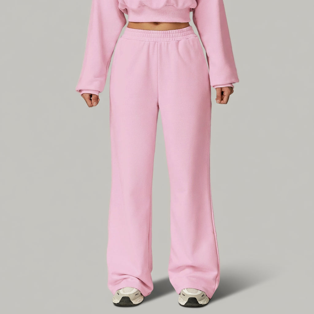 Pantalon Sport Taille Haute à Jambe Large