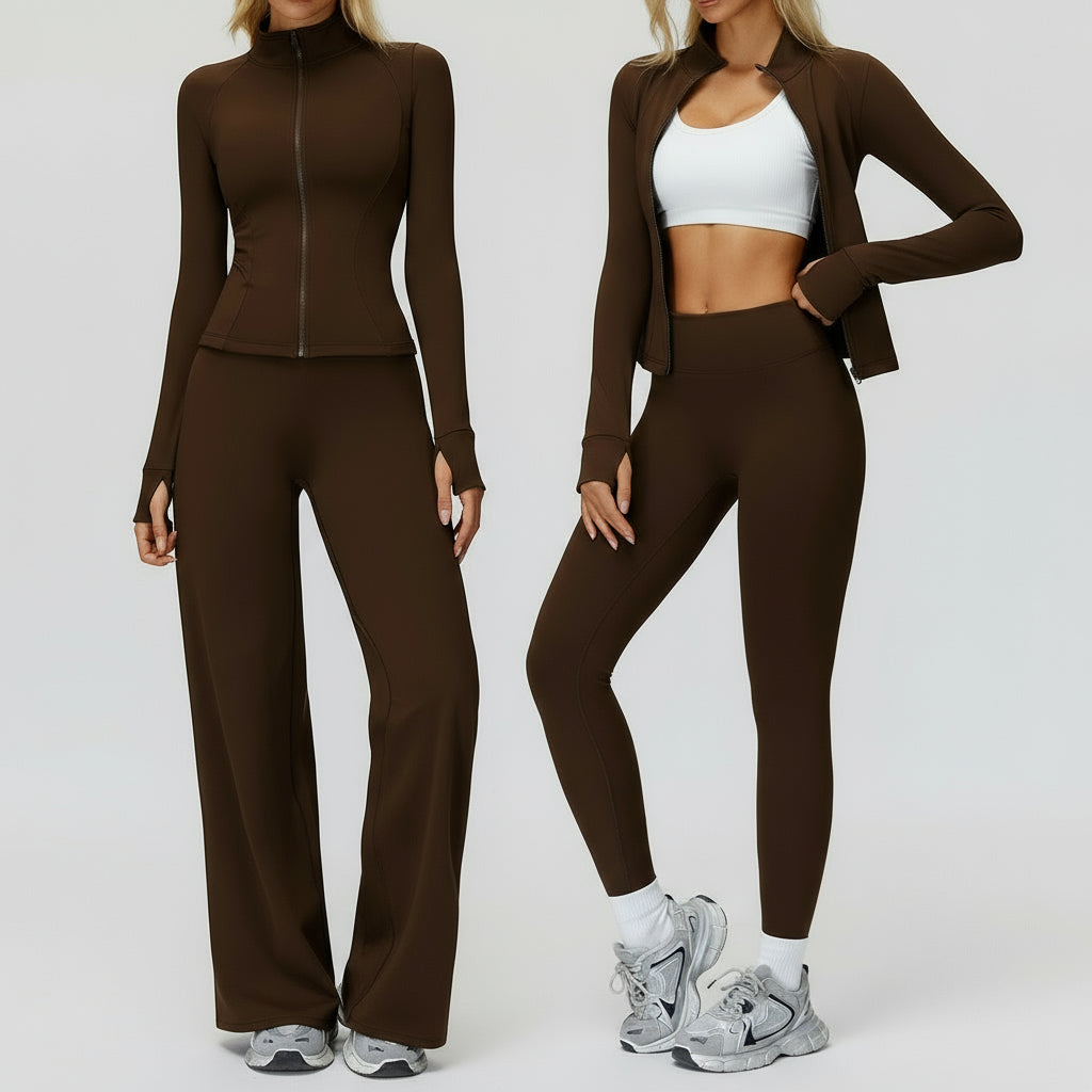 Ensemble Sport Fleece Zippé à Protection Contre le Vent