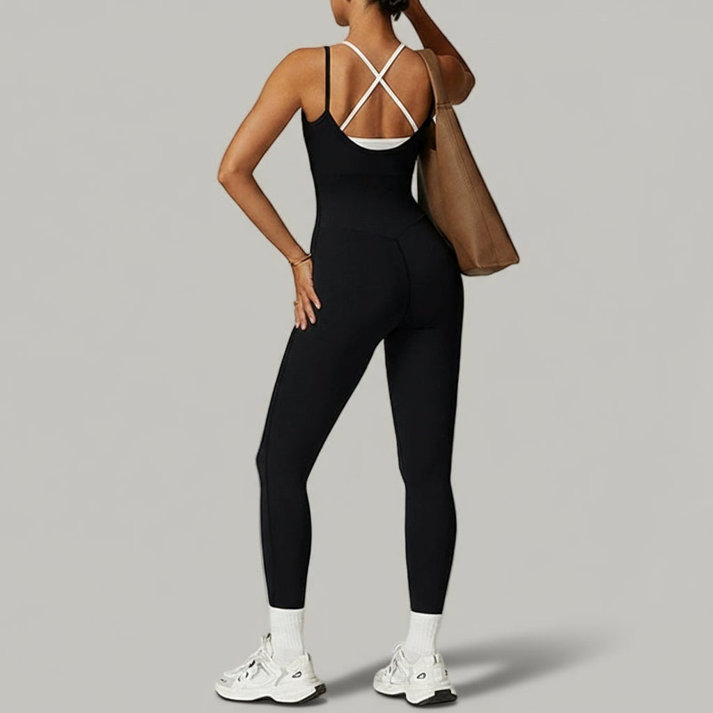 Combinaison Gainante à Bretelles Contrastées