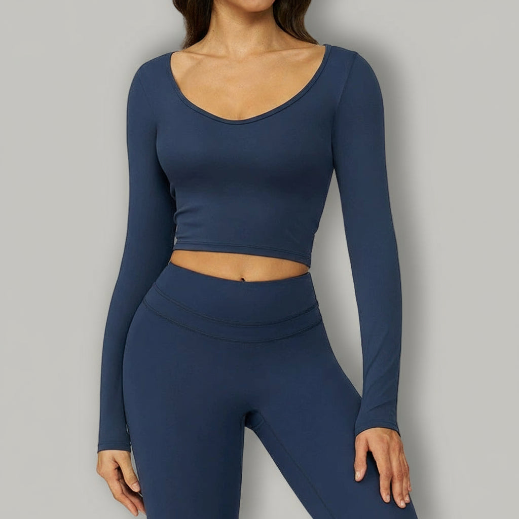 T-shirt Sport à Manches Longues et Col V