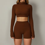 Long Sleeves + Shorts - Caramel Brown