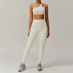 One-shoulder trousers cream apricot