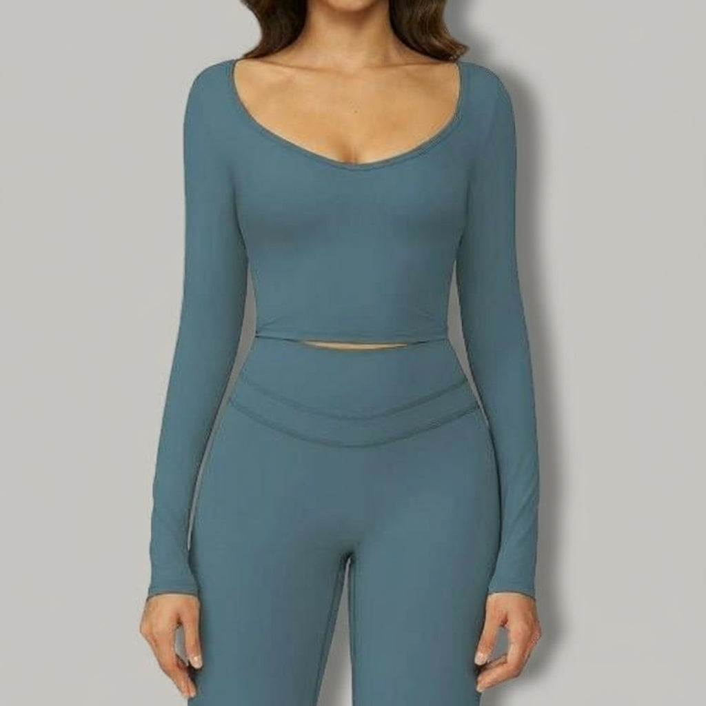 T-shirt Sport à Manches Longues et Col V