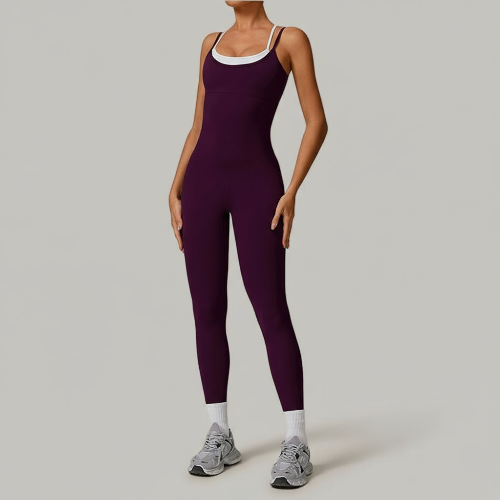 Combinaison Gainante à Bretelles Contrastées