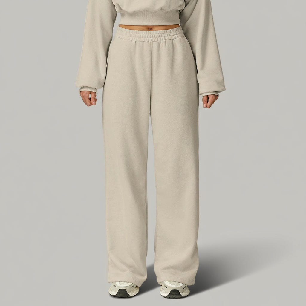 Pantalon Sport Taille Haute à Jambe Large