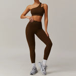 One-shoulder trousers birch brown