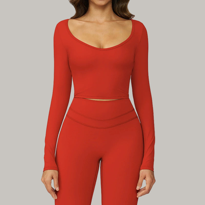 T-shirt Sport à Manches Longues et Col V