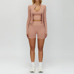 Bra + shorts + jacket three-piece set vintage pink