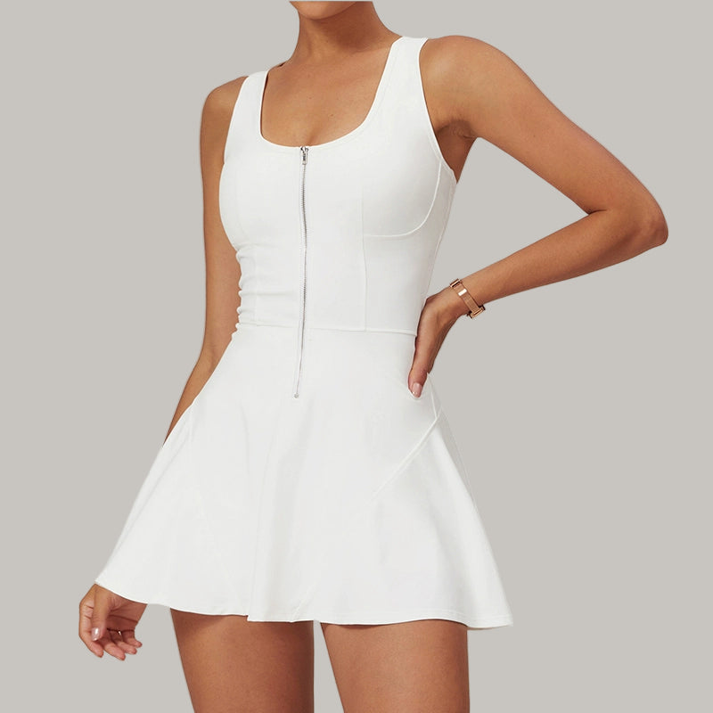 Robe Sport Zippée à Jupe Évasée