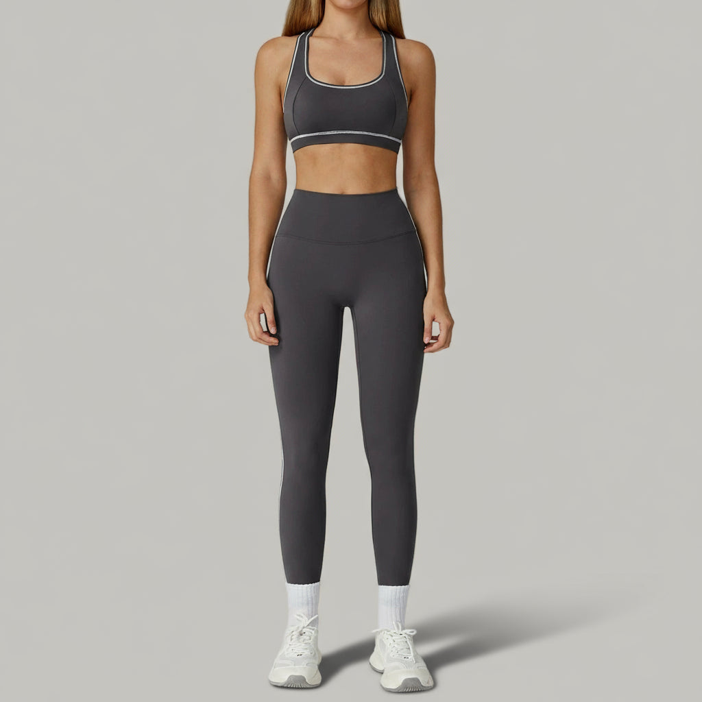 Ensemble 3 Pièces Contraste avec Veste Zippée