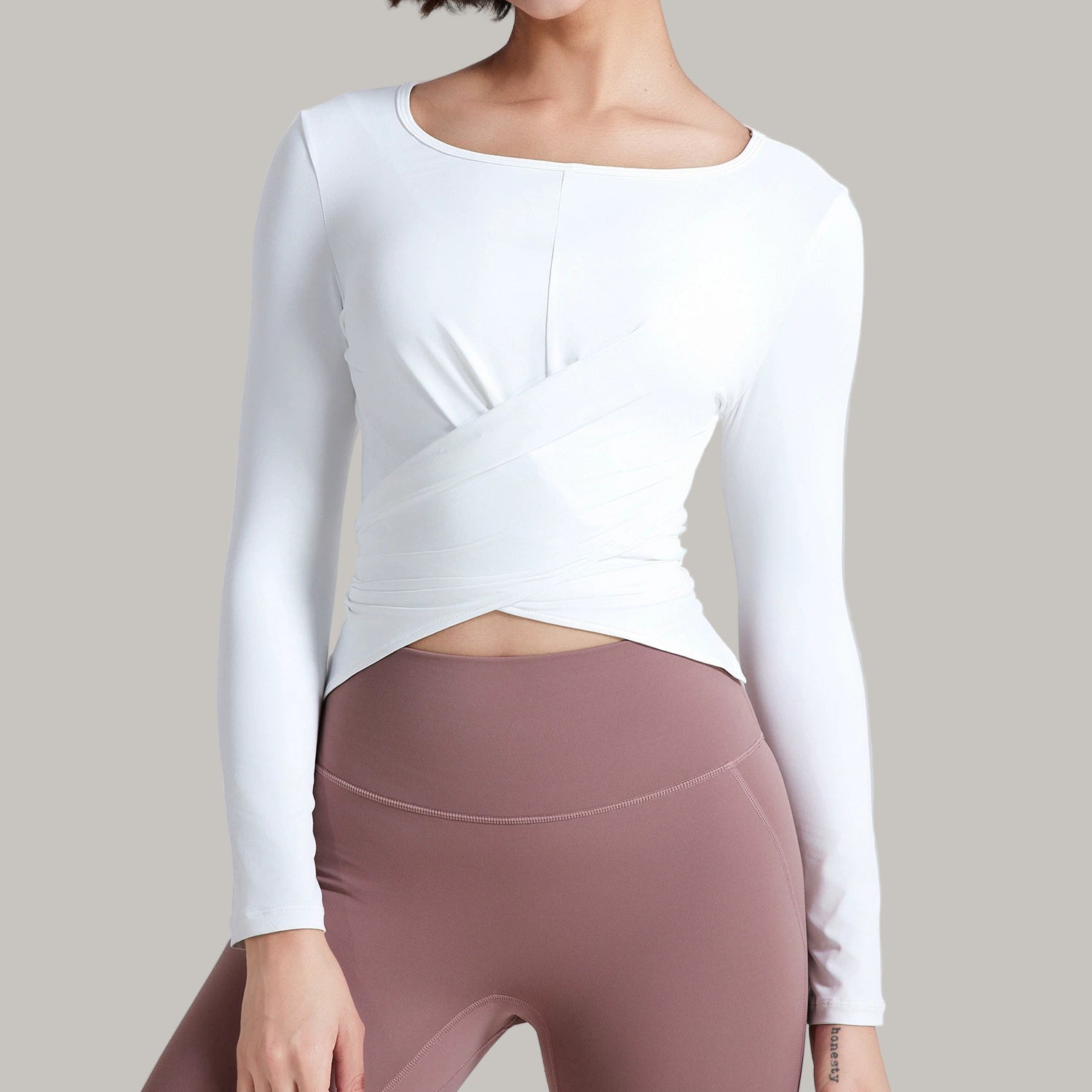 Top Yoga Slim à Manches Longues avec Détail Croisé