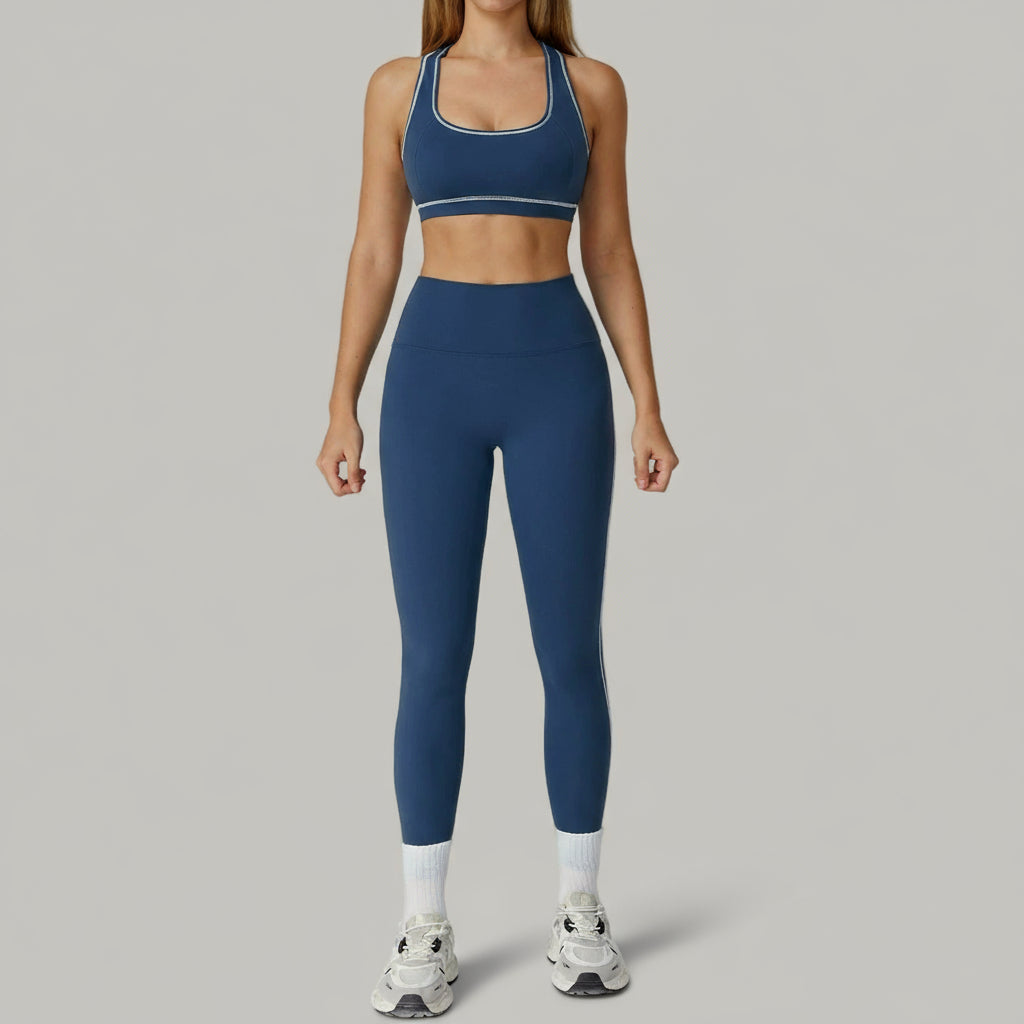 Ensemble 3 Pièces Contraste avec Veste Zippée