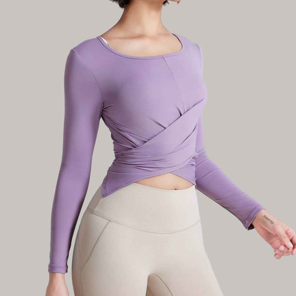 Top Yoga Slim à Manches Longues avec Détail Croisé