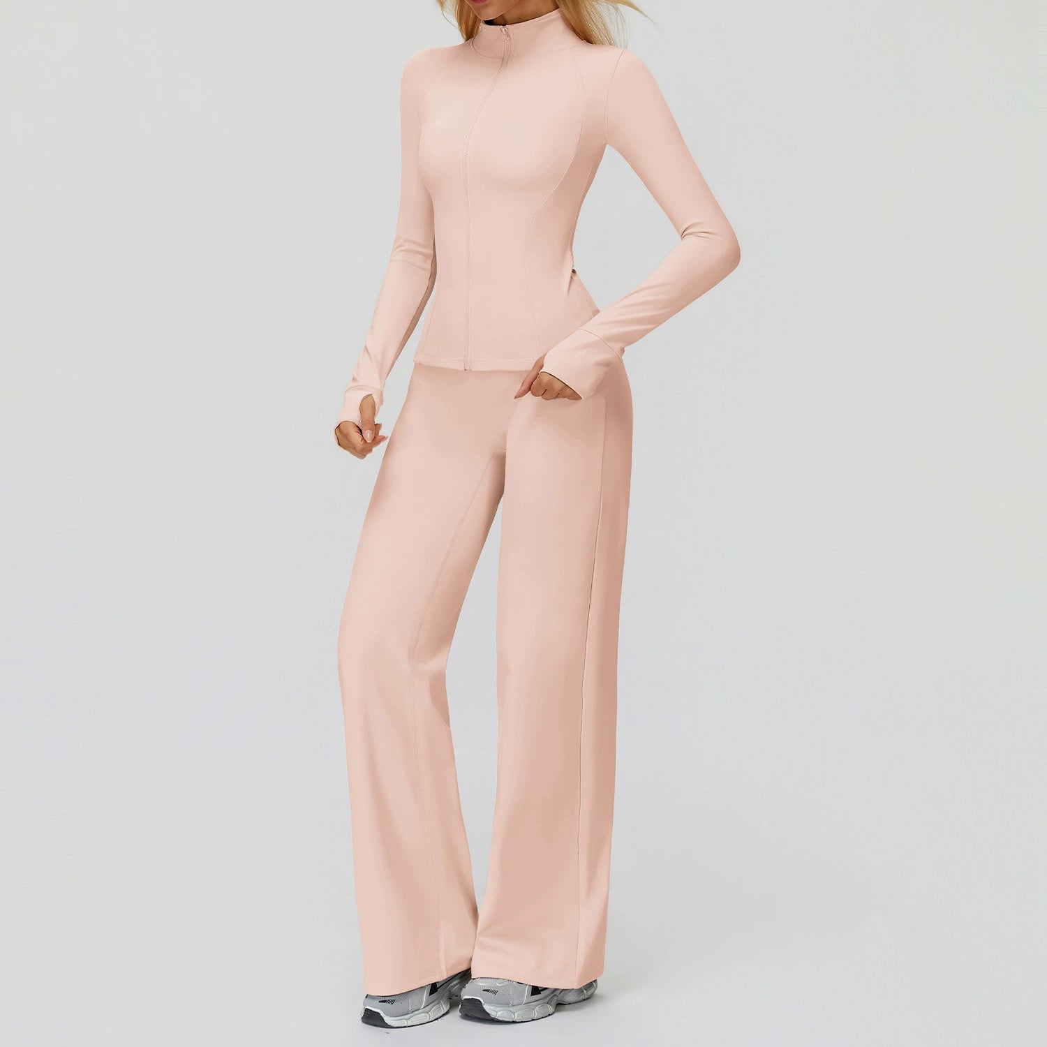 Ensemble Sport Fleece Zippé à Protection Contre le Vent