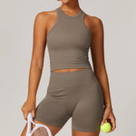 Vest + shorts coffee color