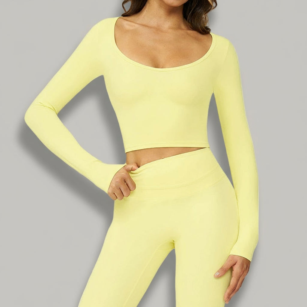 T-shirt Sport à Manches Longues et Col V